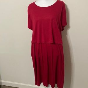 Jjill red (Sangria) short sleeve dress size LP.